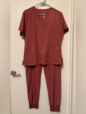 Rose gold Medical Scrub Set - V-Neck Top & Pants